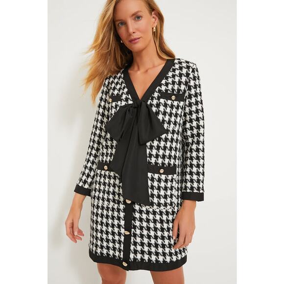 TUCKERNUCK Pomander Place Houndstooth Coco Tweed Bow Dress NWT Size Large